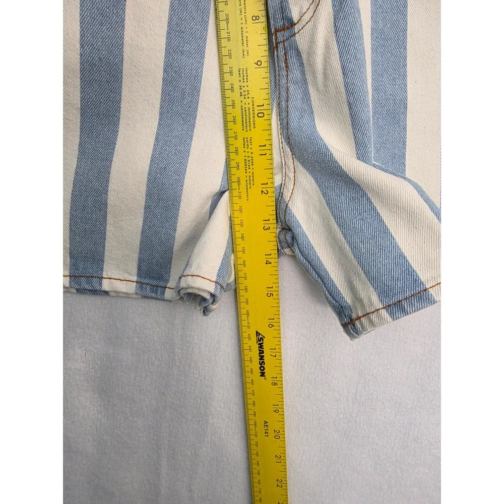 Leta Collections Denim Shorts High Rise Striped 9/10 Blue White 90s Vintage